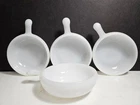 Vintage Glasbake White Milk Glass Soup Chili Cereal Bowls w/ Handle Set of 4