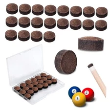 Mozeat Lens Billiard Pool Cue Tips Pool Stick Replacement Tips with 20pcs brown