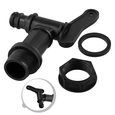Robinet à eau en plastique noir pratique avec écrou pour systèmes de barils d - Bild 1 von 4