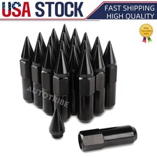 20 Pc Aluminum Black Spike Wheel Lug Nuts Bolts Spiked M12x1.5 For Honda Toyota