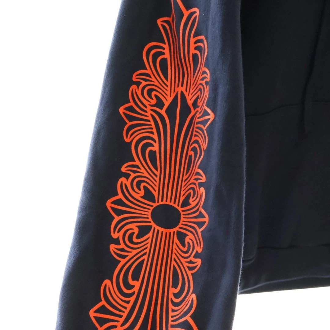 Maglione Chrome Hearts SWTSHRT PLVR felpa con cappuccio manica floreale schiena ferro di cavallo usa