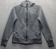 Lululemon Scuba Rare Hooded Jacket Womens Size 8 Gray Thumb Hole Sleeve Full Zip