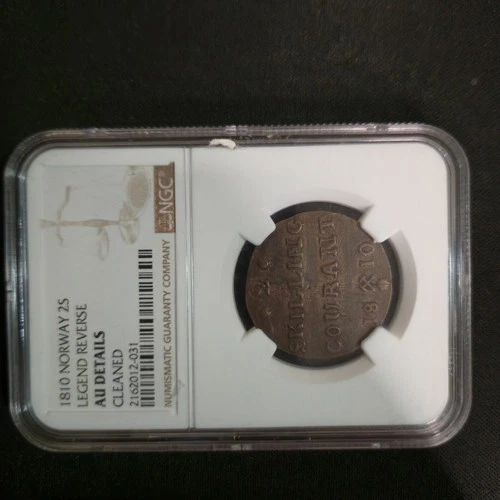 1810 Norway 2S Legend Reverse NGC AU Details CLEANED