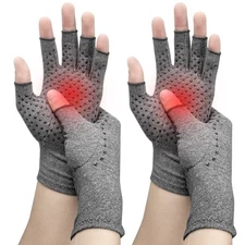 2 Pairs Arthritis Gloves, Fingerless Compression Gloves Women& Men, for HanDS