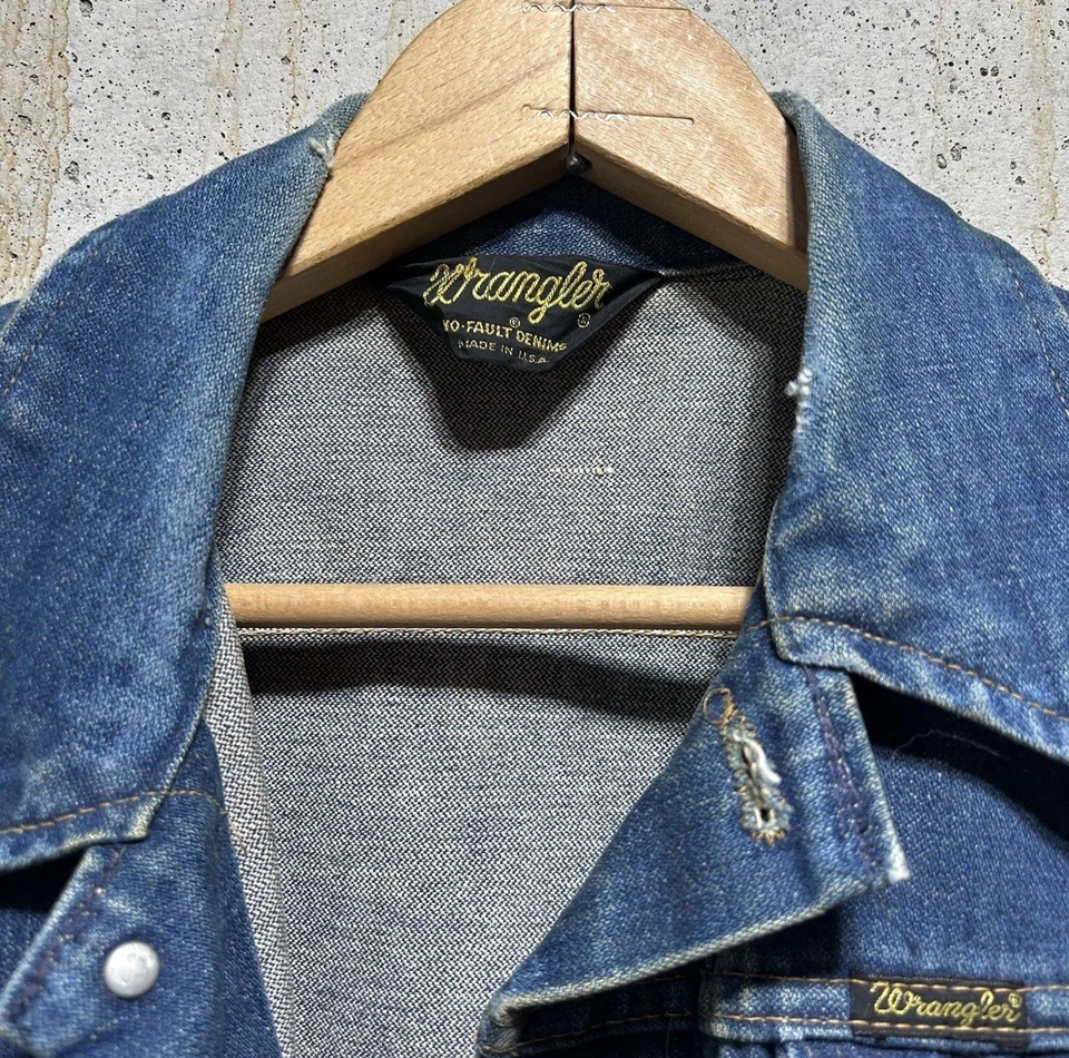 Vintage Wrangler Denim Jacket USA Made 70s–80s Pro Rodeo Western Trucker 124MJ - Image 2 of 4