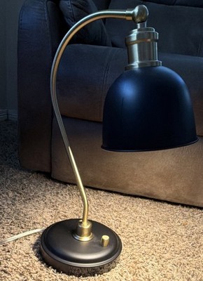 Arcadia Collection Modern Desk Lamp Matte Black Brass USB Port Metal Dome Shade