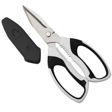 8-Inch Utility Scissors All Purpose Heavy Duty, Serrated Blade, White Comfort...