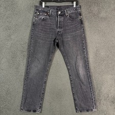 Levis 501 Jeans Mens 30x30 Black Straight Fit Button Fly Denim Pants Casual