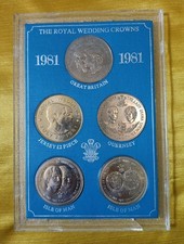 1981 CHARLES & DIANA ROYAL WEDDING 5 CROWN COLLECTION - Case cracked