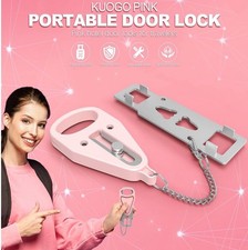 Door Latch Security Lock -OEM Kuogo Pink Portable 2 Pack. for Home Hotel Safety