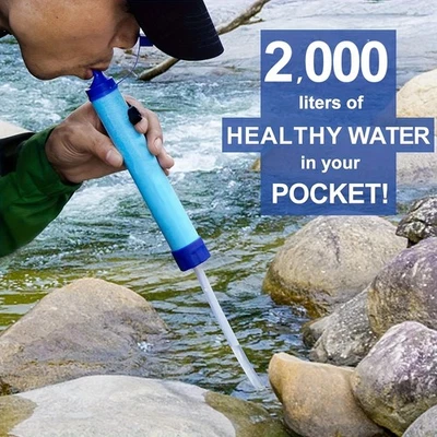 Portable Camping Hiking Emergency Life Survival Purifier Water Filter Straw Tool