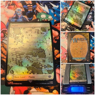 MTG Plains V.4   Nm Full Art Map Land FOIL Lord of the Rings : TOME OG