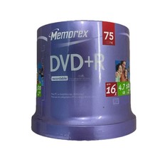 Memorex 75 Pack Spindle DVD-R 16X Blank 4.7GB 120 Min Recordable Discs - NEW