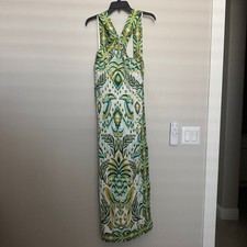 FARM Rio Tropical Tapestry Halter Linen Maxi Dress Size Small