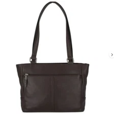 Giani Bernini Napa Classic Leather Medium Tote Purse Brown Career Double Handle