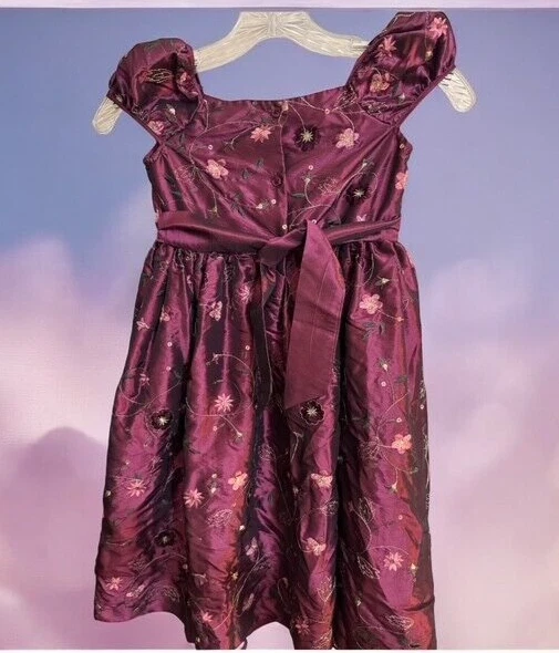 George MAGENTA Sequin Embroidered Girl's Sz 6X Holiday Party Dress - Image 2 of 3