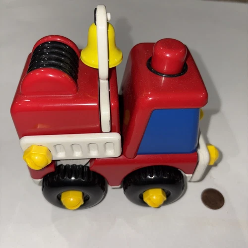 Tonka Bandai Vintage Fire Engine Truck 1987 Construction Building Toy Bell Rings