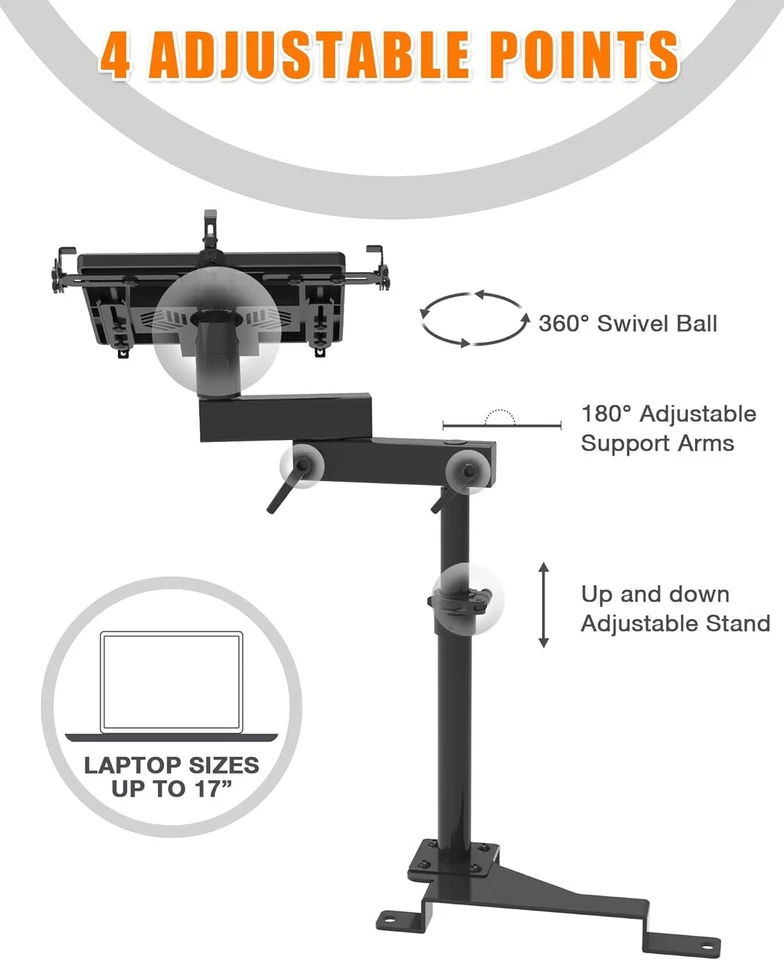 Vehicle Laptop (Up to 17") Mount for Ford F150 250 350 Truck Laptop Stand Holder - Image 3 of 4