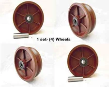 6" x 2" V-Groove 7/8" Ductile Steel Caster Wheel 1500 lbs Each (4)