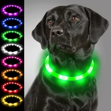 Joytale Light up Dog Collar, Rechargeable Rainproof LED Dog Collar for Night