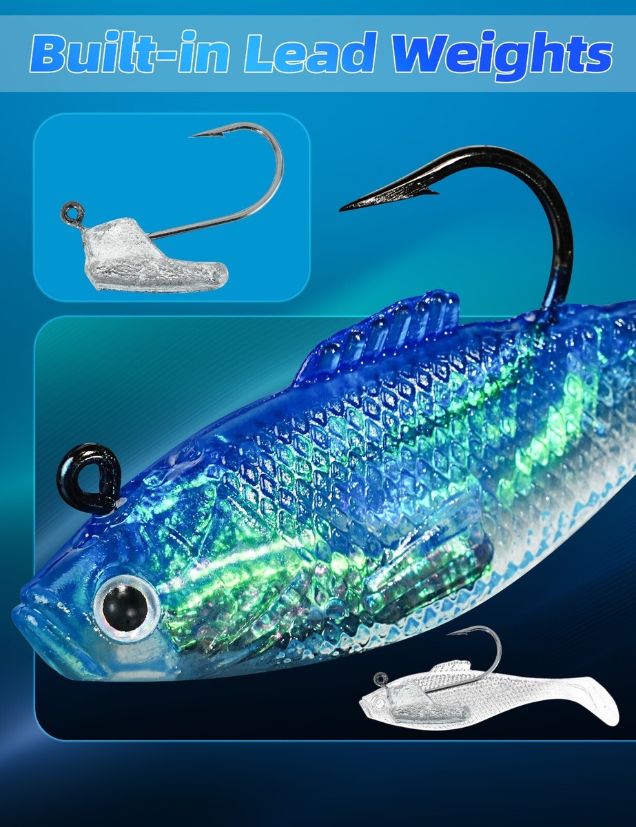 BLUEWING 4 Inch Swim Shad Lures - 4 Pack Soft Paddle Tail Swimbaits With Steel Hooks For Bass Fishing - View #7