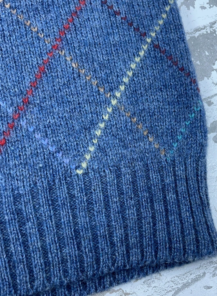 Chaleco Suéter McGregor Vintage Hombres Grande Azul Mezcla Lana Cuello en V Abuelo Años 90 Foto 4 de 4