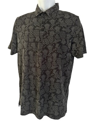Travis Mathew Mens Polo Shirt Pineapple Golf Pima Cotton All Over Print M