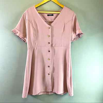 Shein light pink button down thigh length dress | eBay Shein light pink button down thigh length dress | eBay