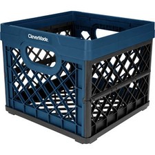CleverMade Collapsible Eco Plastic Milk Crate, Folding Storage Bin, 6.6 gal