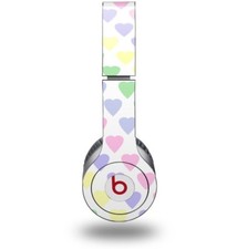Skin for Beats Solo HD Headphones Pastel Hearts on White by WraptorSkinz