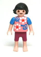 Playmobil Figure Dollhouse Girl Child w/ Pink Blue Pajamas Shorts Bare Feet 5226
