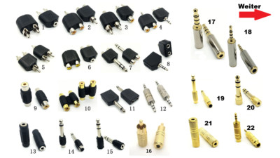 AUX RCA Klinke Buchse Kopfhörer Jack Mikrofon Verstärker Audio Video Adapter 