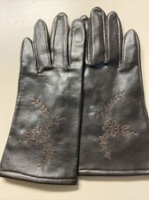 Vintage Ladies Lined Vinyl Gloves Black Size A fits 6 1/2-7 1/2 Japan