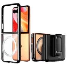 For Motorola Razr 50 Ultra / Razr+ 2024 TPU Clear MagSafe Case Holster Belt Clip