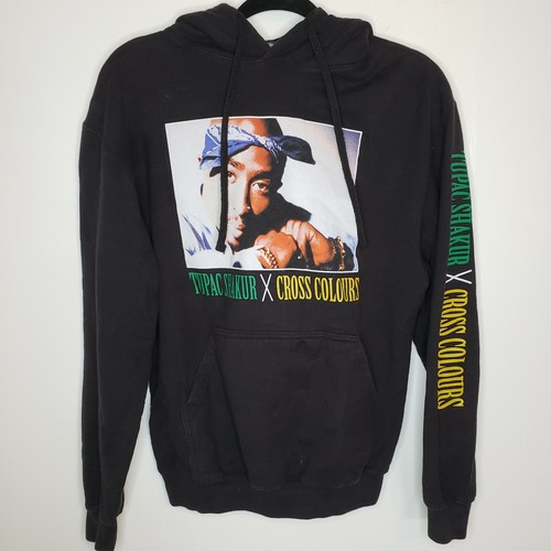 Tupac Blue Bandana Black Hoodie Size 