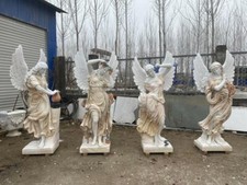 BEAUTIFUL CARVED MARBLE 4 SEASON WINGED ESTATE MULTI COLORED STATUES - MCS13