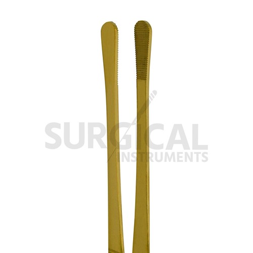 BBQ Kitchen Cooking Tweezers Tongs 10" Extra-Long Stainless with Round Tip Gold - Picture 8 of 9