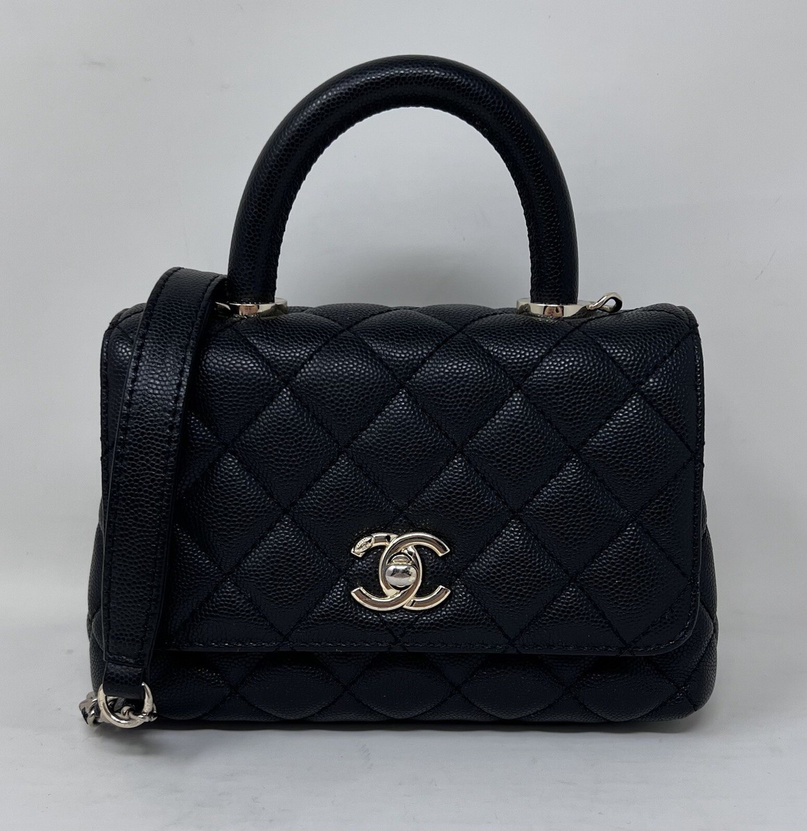CHANEL CC Caviar Quilted Extra Mini Coco Top Handle Flap Black Bag Must  Have ❤️