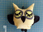 Owl  Stuffed Animal Yellow, Large 3 part eyes Black Suede Wings handmade new — photo 10