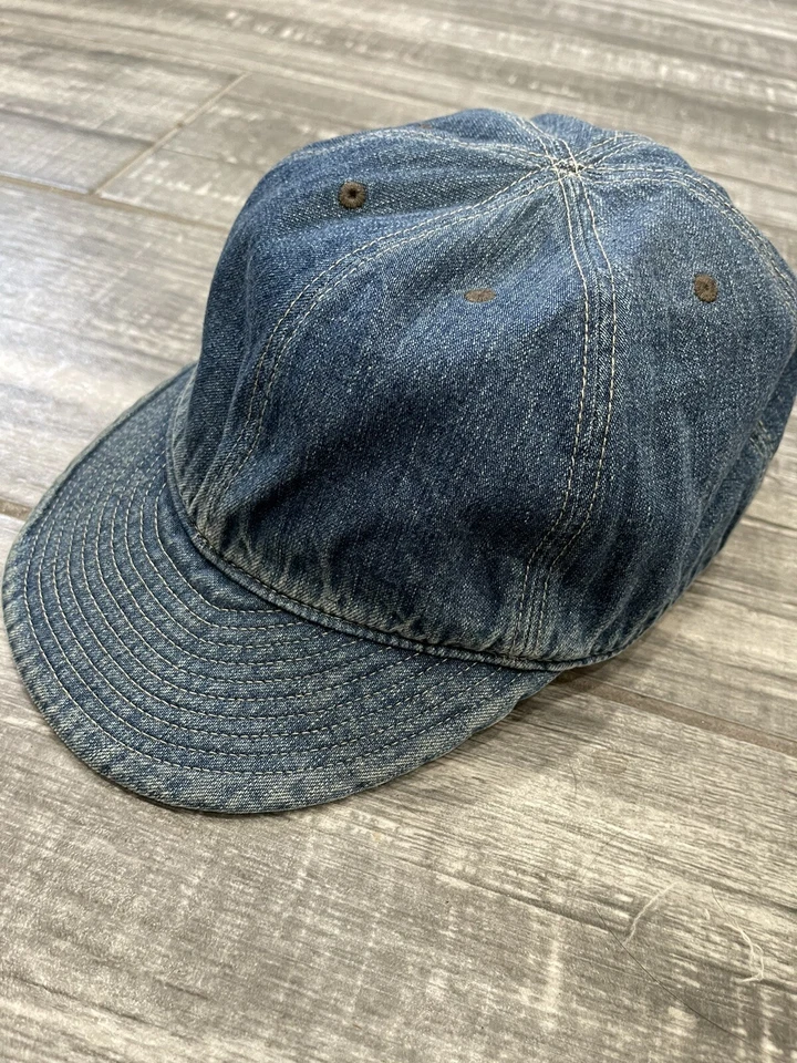 RRL Ralph Lauren Doble RL Azul Denim Gorra de Béisbol Temprana Para Hombres Talla Grande 62CM Foto 2 de 4