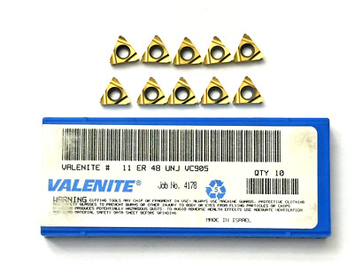 (10) Pcs VALENITE 11ER48 UNJ VC905 carbide threading inserts - NOS