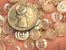 New small white translucent pearl finish buttons 4 hole 5/16 = 8mm  #W8