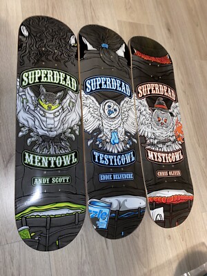 Superdead Skateboard Deck Set Restposten 3 Biker Theme Outlaws Mancave FullSet Rare 