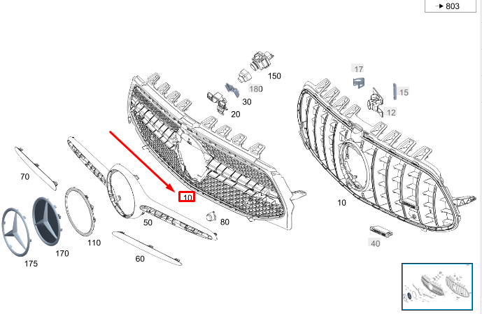 MERCEDES-BENZ CLA C118 Radiator Grille A1188882400