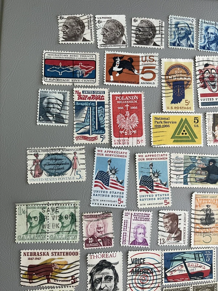 USA 51 Stamps 1966 - 1967, 2 Mints,49 Used,1 Block Of 3 ,see Photos - Image 2 of 4