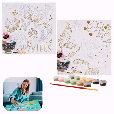 DIY Leinwandbild Set 25x25cm Acryl Malset Malen nach Zahlen mit Pinsel Kinder