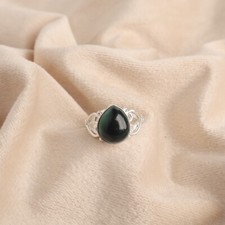 Natural Malachite Gemstone 925 Sterling Silver Jewelry Ring For Birthday Gift