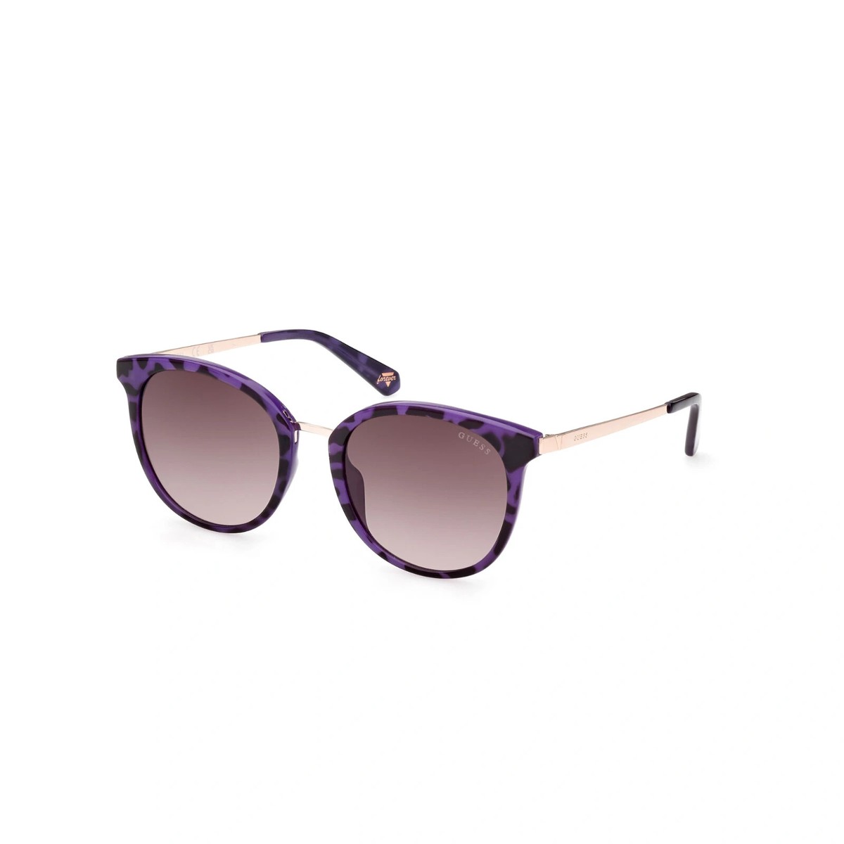 Guess GU5212 83F Purple Tortoise Round Sunglasses Plastic 