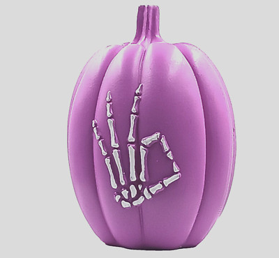 Pumpkin Skeleton Hand Okay Sign Halloween Decor Haunted Spooky Purple 6'' x 4''