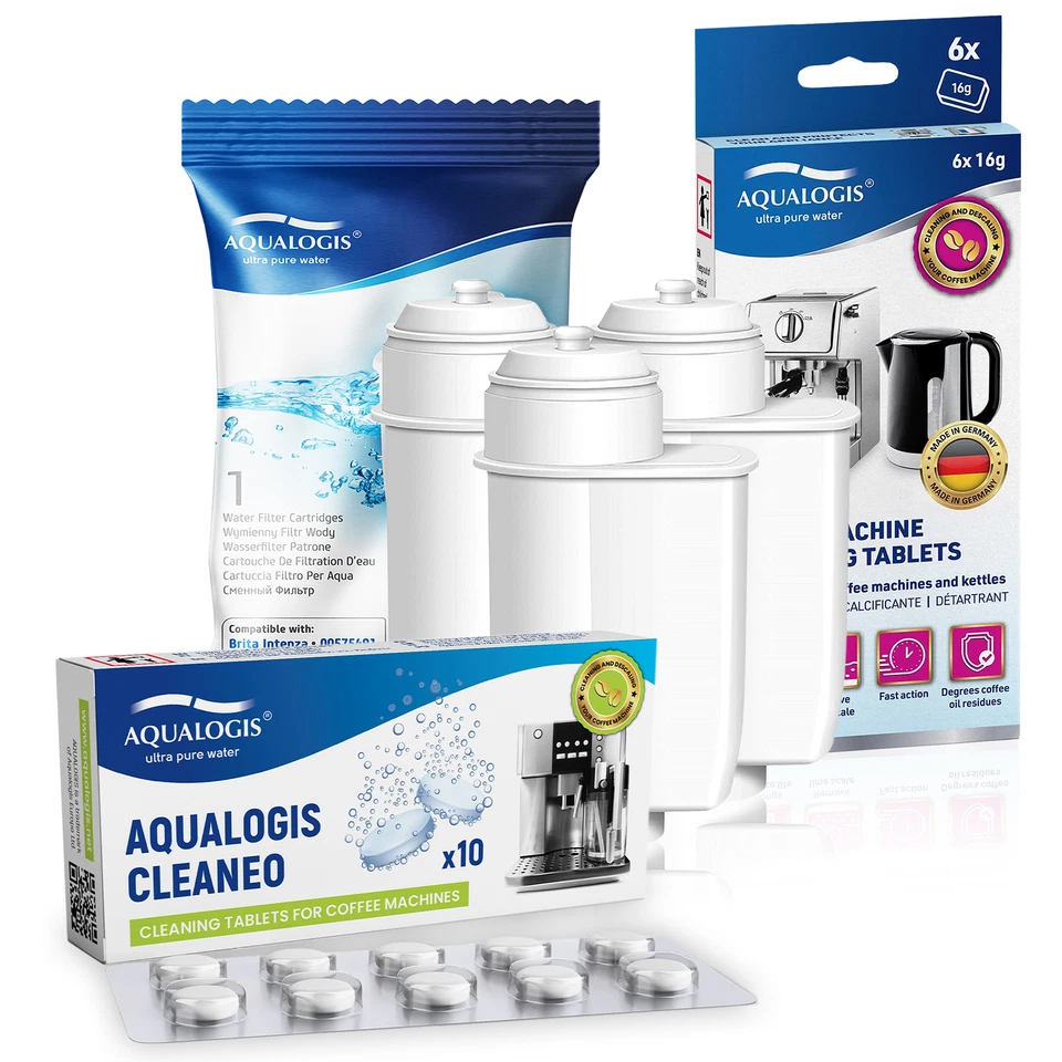 AQUALOGIS 3x Filtro Acqua, Decalcificante TZ80002 Compresse Pulizia TZ80001 per Siemens Serie EQ